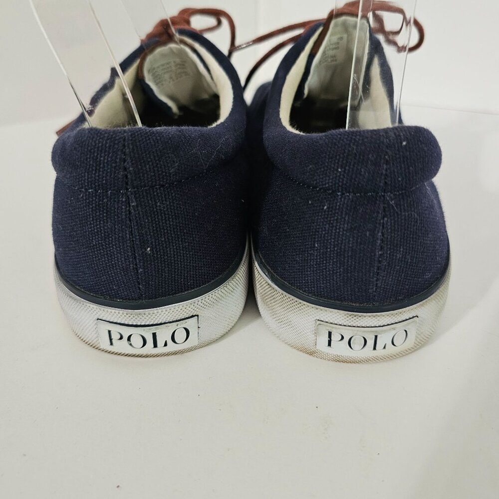 Polo Ralph Lauren Mens‎ Navy Canvas Sneakers Size 11《779》S - Picture 3 of 10